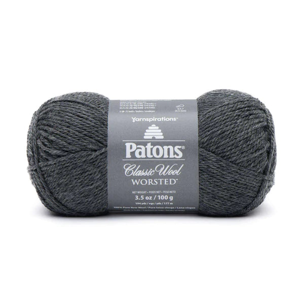 PATONS CLASSIC WOOL WORSTED DARK GRAY MIX