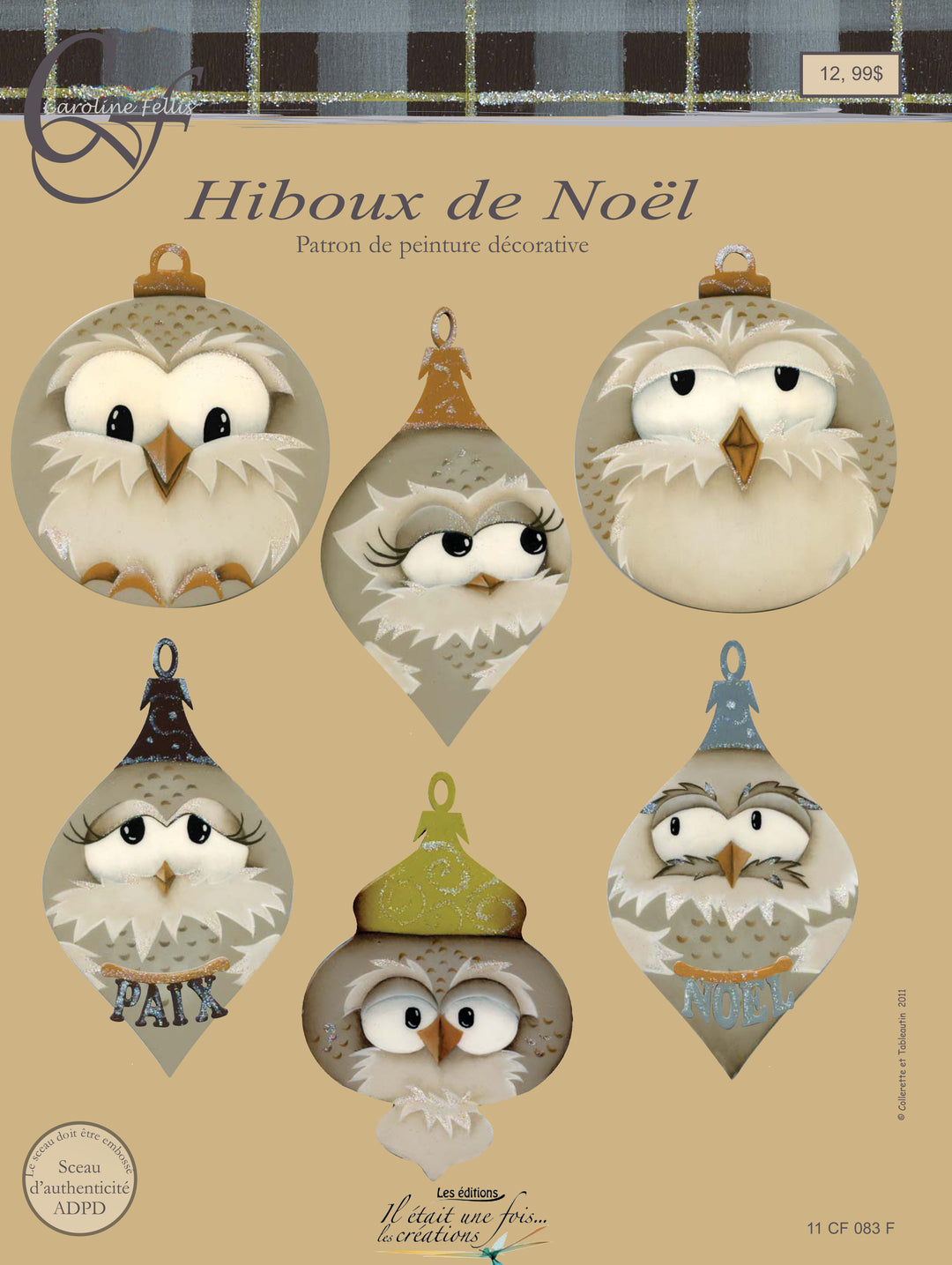 Pièce de bois CF Hiboux de Noël