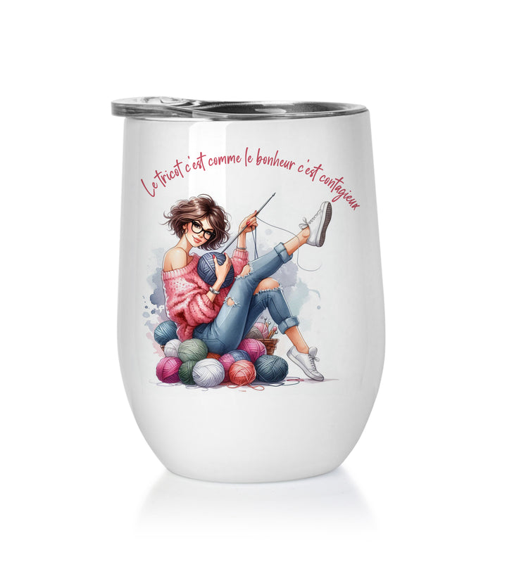 Verre à vin - LE BONHEUR CONTAGIEUX ( FILLE)