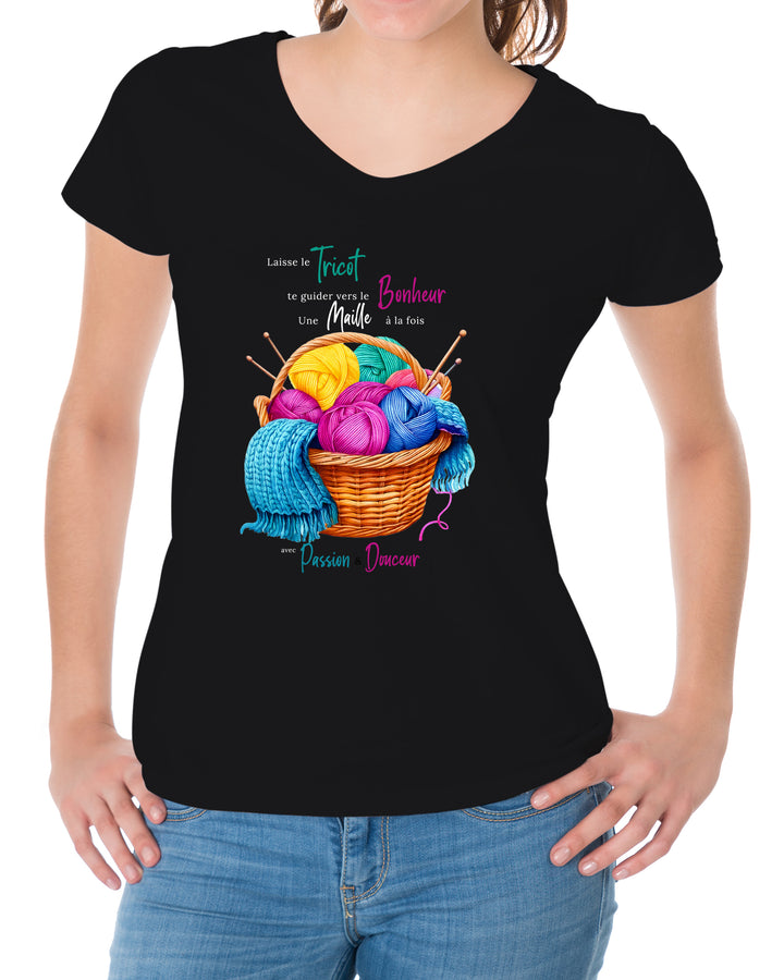 T-shirt femme - Laisse le tricot te guider vers le bonheur...