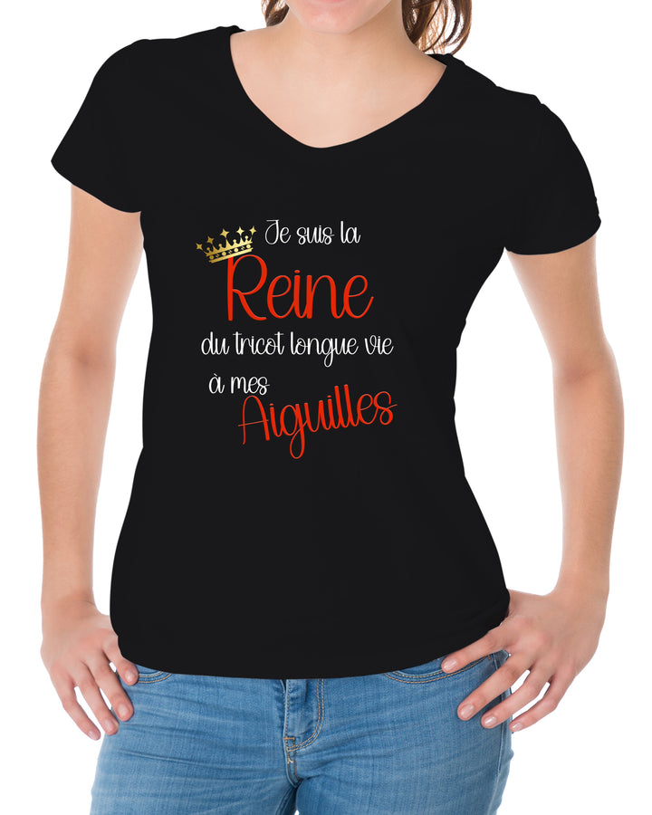 T-shirt femme - Je suis la reine du tricot...