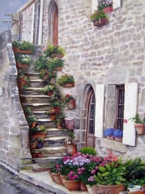 L'escalier fleuri/Nicole Laurence