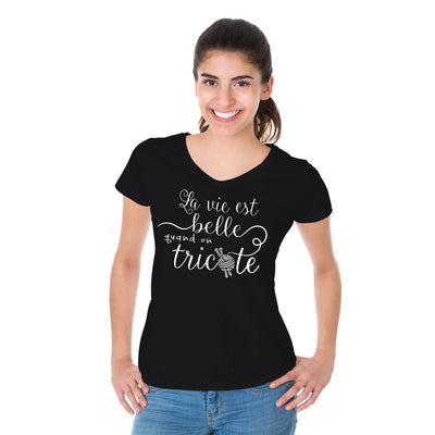 T-shirt femme - La vie est belle quand on tricote