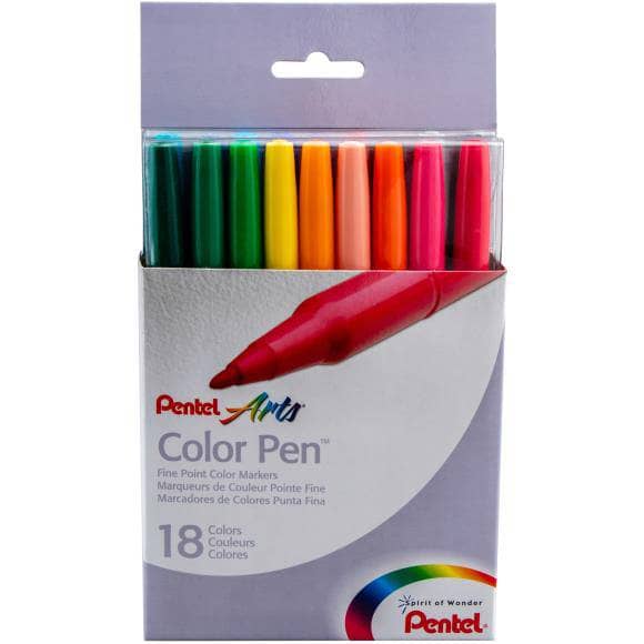 Marqueurs de couleur pointe fine 18 couleurs Pentel Arts